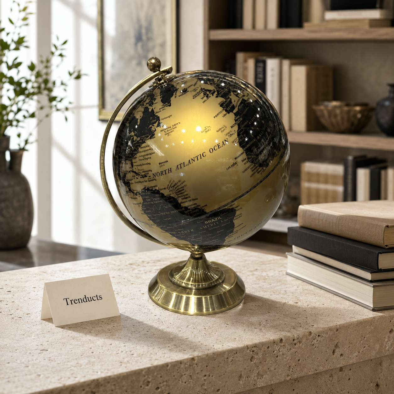 Classic Gold Pedestal World Globe
