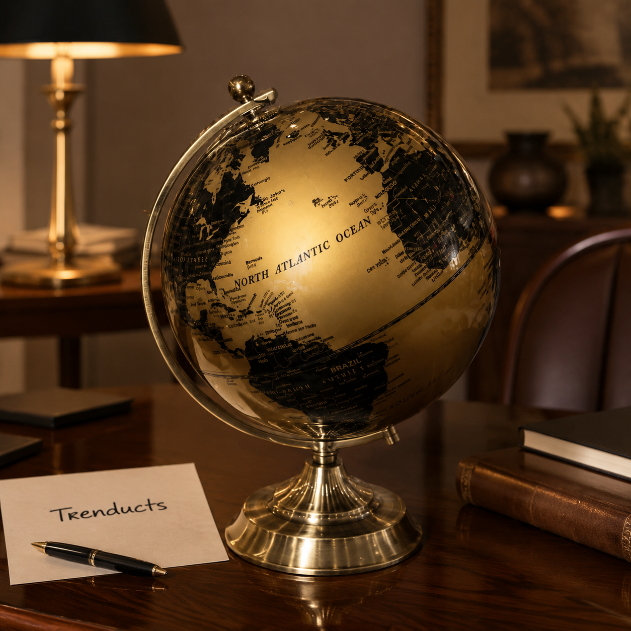 Classic Gold Pedestal World Globe