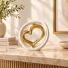 White & Gold Heart Ceramic Decor Sculpture
