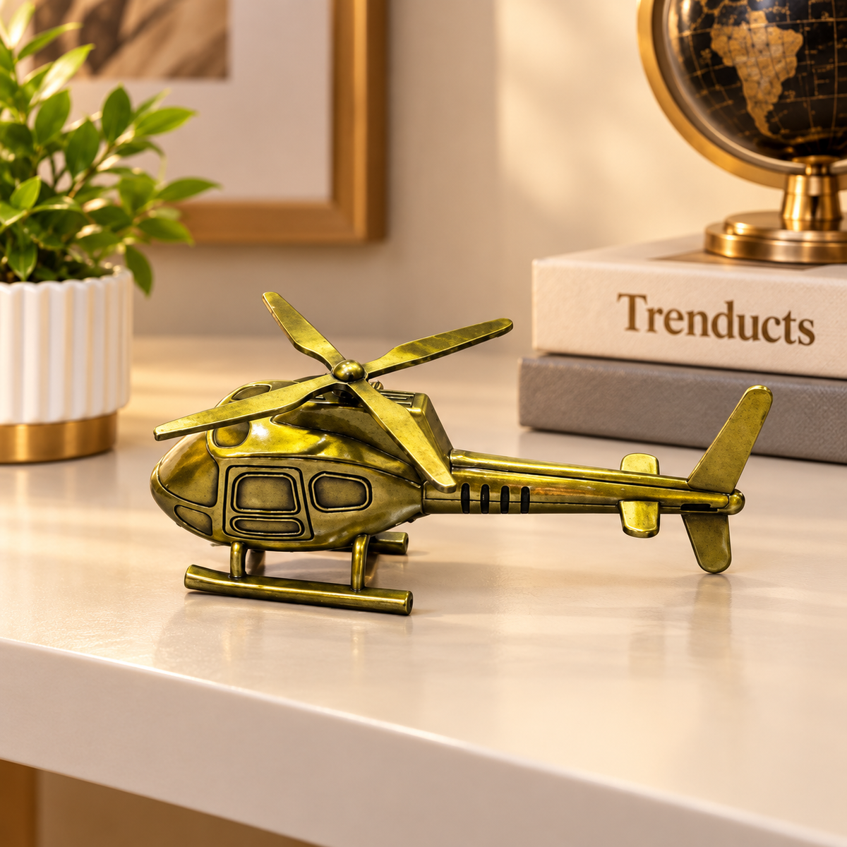 Metal Helicopter Miniature Showpiece