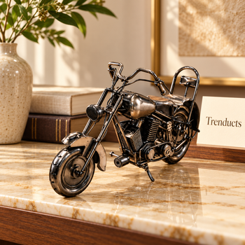 Metal Motorcycle Decorative Showpiece styled on a home shelf | Trenducts