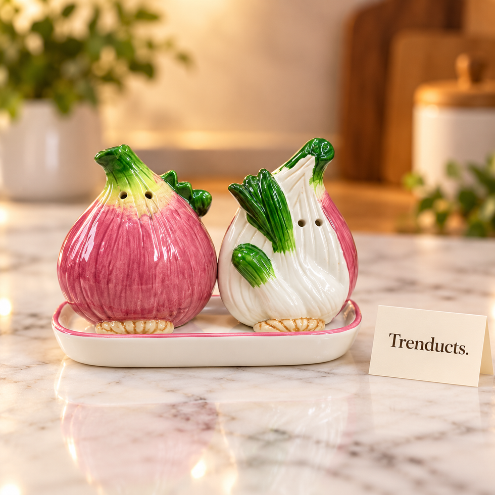 Pink Onion Ceramic Salt & Pepper Shaker Set