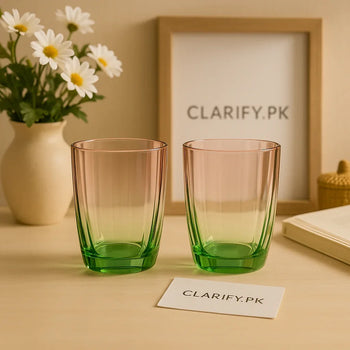 Luxury Pink and Green Glass Tumblers - Set of 2 - Trenducts.pk