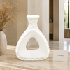 Textured Triangle Cutout White Ceramic Vase