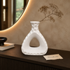 Textured Triangle Cutout White Ceramic Vase