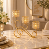 Triple Crystal-Style Candle Stand with Gold Scroll Base