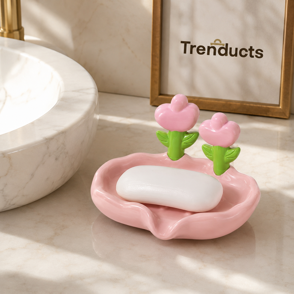 Luxury Tulip Flower Drainable Plastic Soap Holder