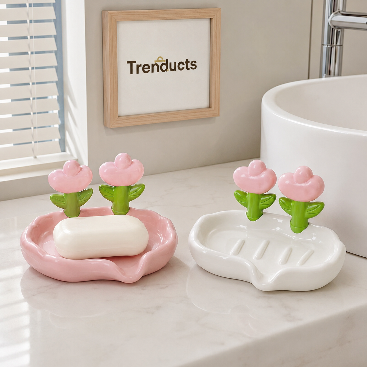 Luxury Tulip Flower Drainable Plastic Soap Holder