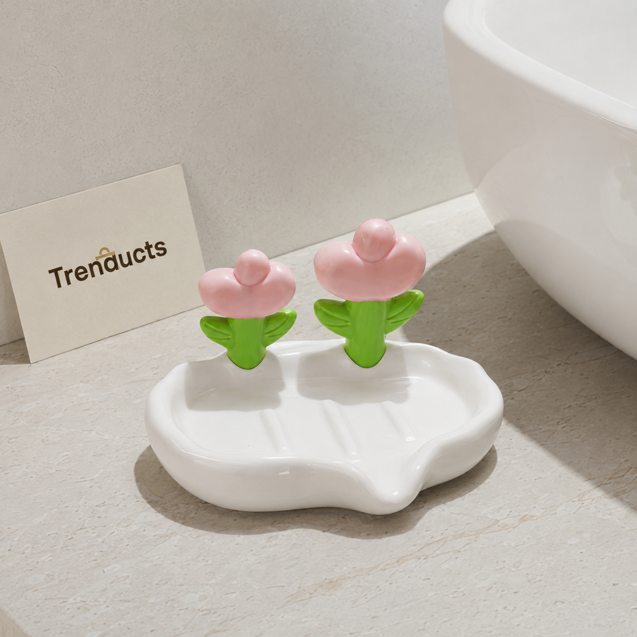 Luxury Tulip Flower Drainable Plastic Soap Holder
