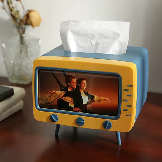 TV Tissue Box with Phone Holder Organizer - Clarify.pk