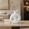 Twin-Loop Swirl White Ceramic Vase