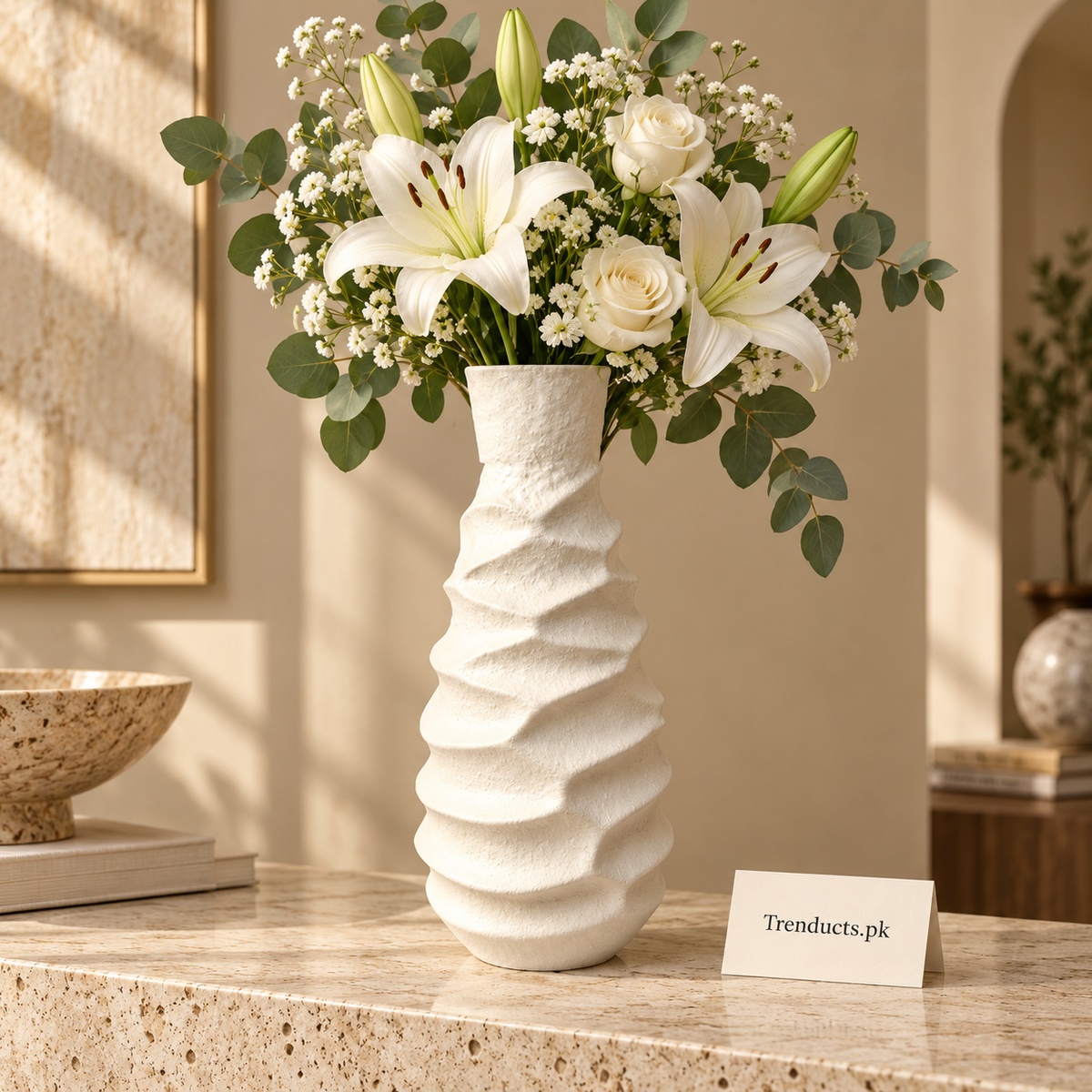 Twisted Spiral Ceramic Flower Vase