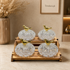 Two-Step Walnut-Finish Dry Fruit Stand with 4 Bowls