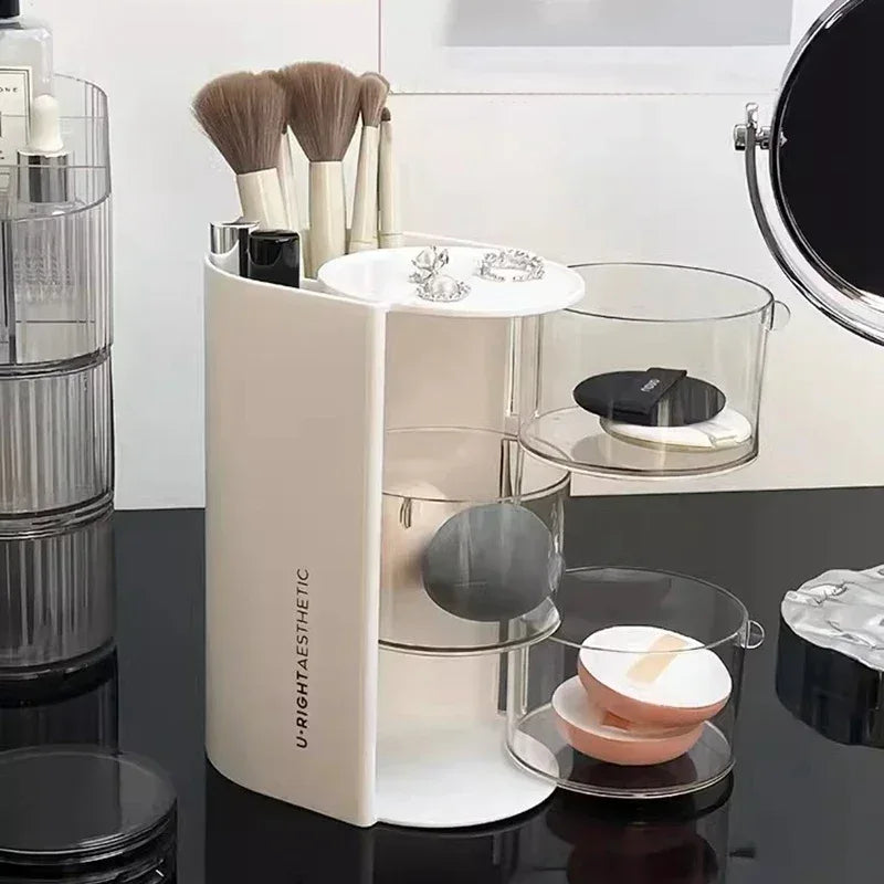 3 Layer Cosmetic Storage Box with Rotating Organizer - Clarify.pk