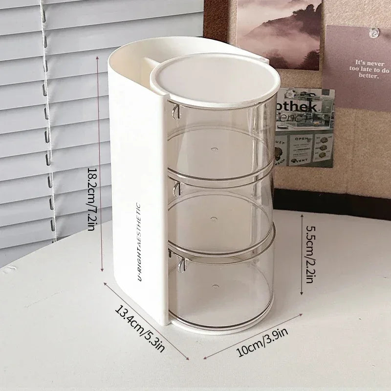 3 Layer Cosmetic Storage Box with Rotating Organizer