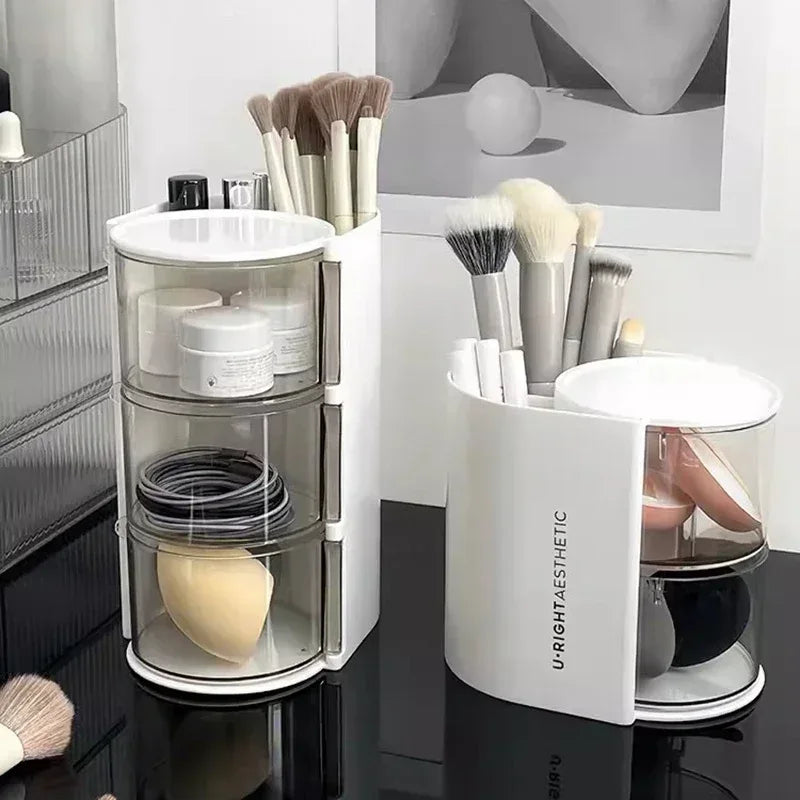 3 Layer Cosmetic Storage Box with Rotating Organizer