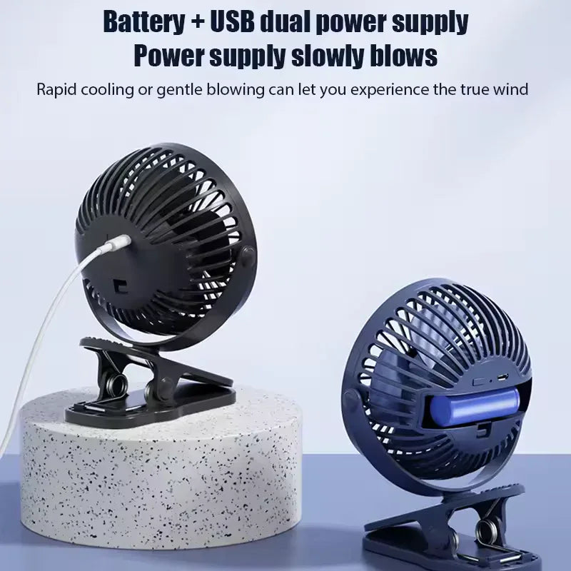 USB Rechargeable Clip-On Fan – Quiet & Long-Lasting - Clarify.pk