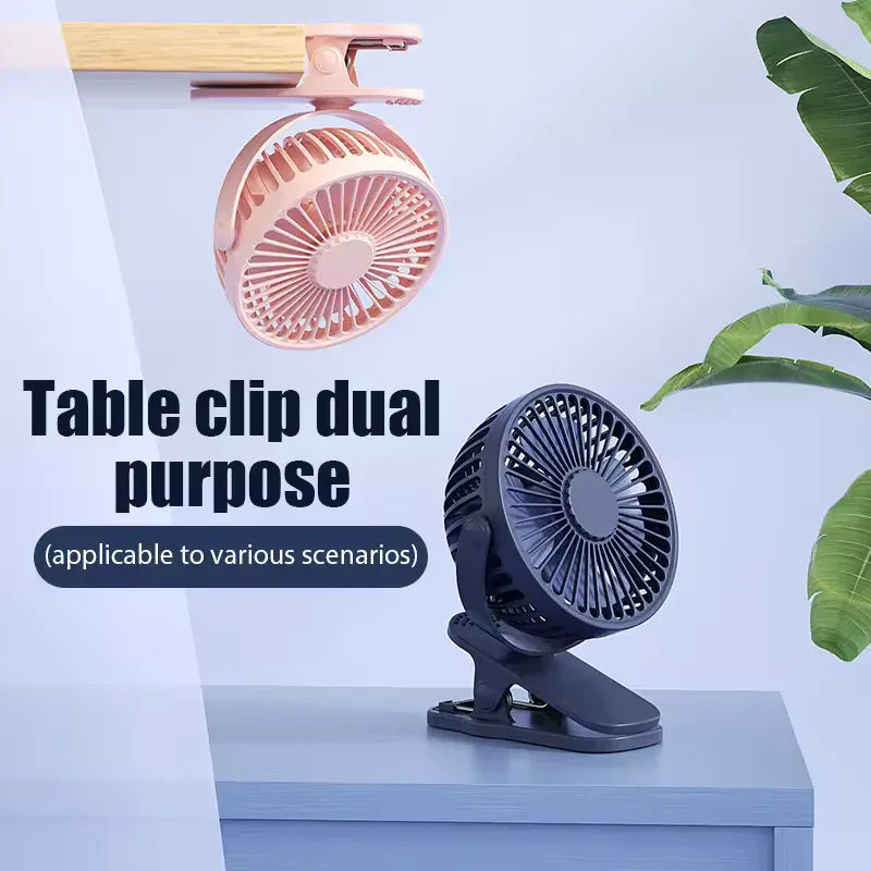 USB Rechargeable Clip-On Fan – Quiet & Long-Lasting - Clarify.pk