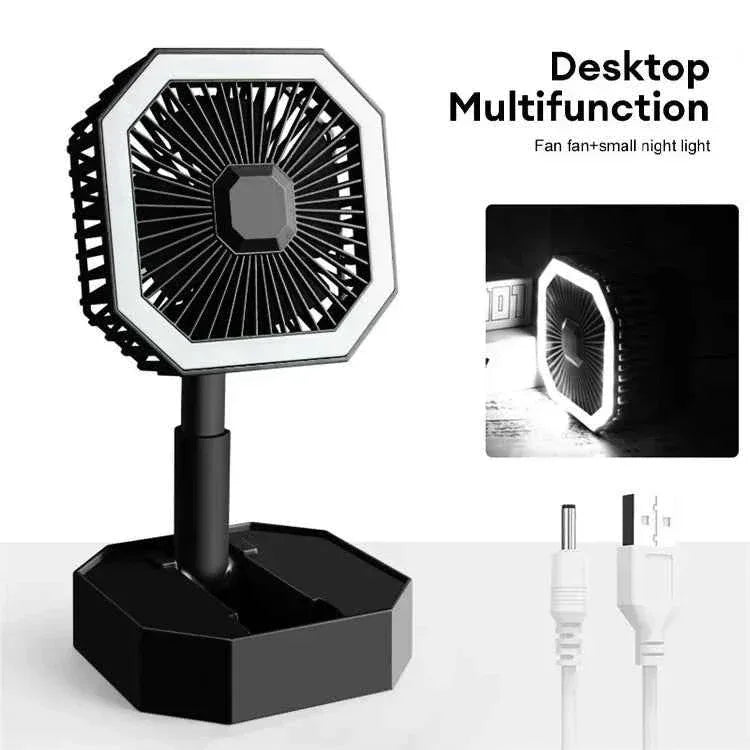 USB Rechargeable Mini Fan with LED Light - Clarify.pk