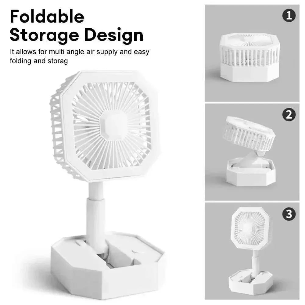 USB Rechargeable Mini Fan with LED Light - Clarify.pk