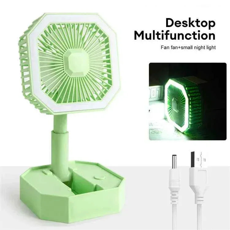 USB Rechargeable Mini Fan with LED Light - Clarify.pk