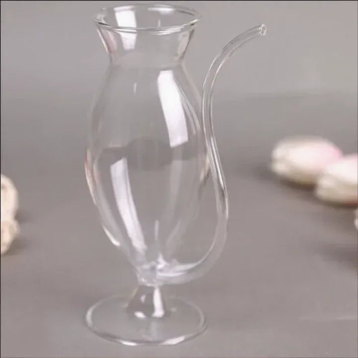 Curved Straw Cocktail Glass – 320ml Stylish Drinkware - Clarify.pk