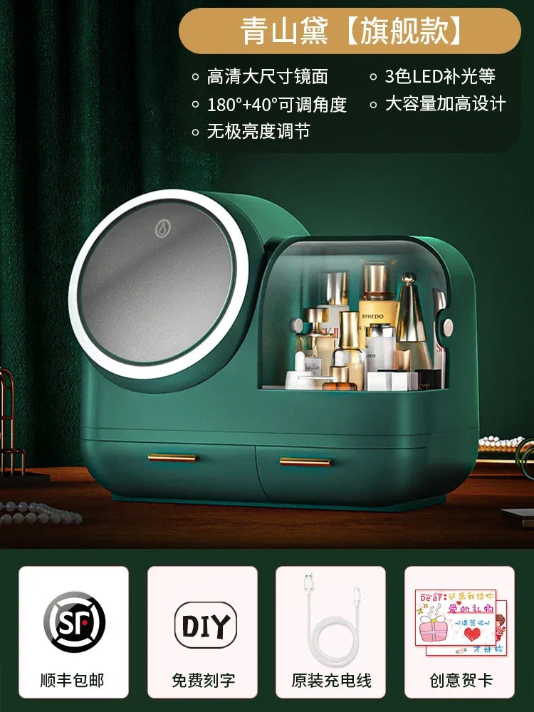 Vanity Storage Box with Mirror & LED Light