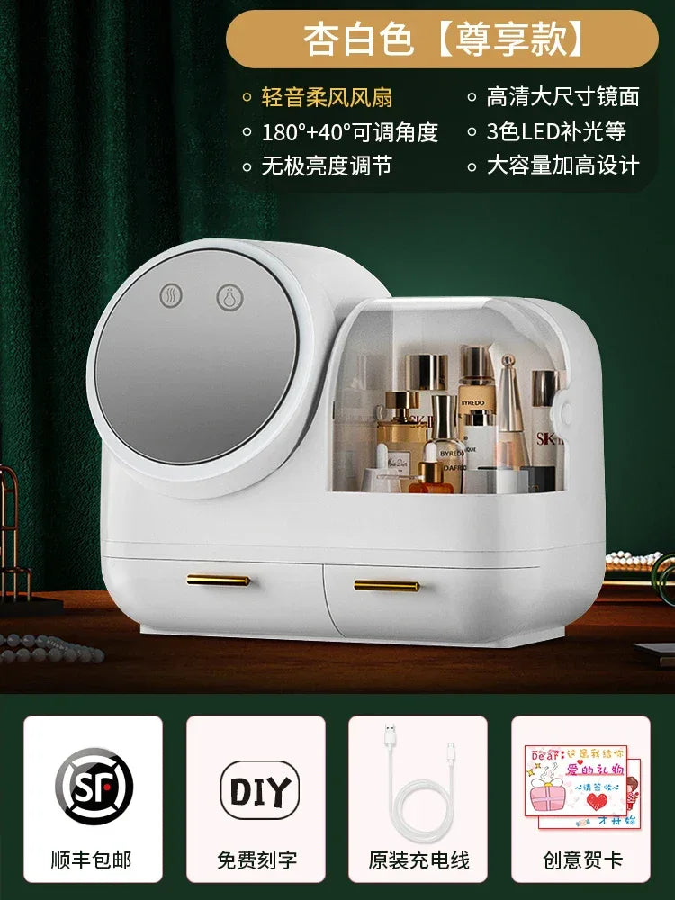 Vanity Storage Box with Mirror & LED Light - Clarify.pk