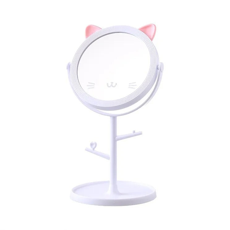 Adorable Cat-Shaped 360° Rotating Tabletop Makeup Mirror