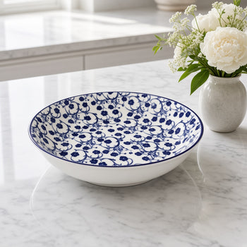 Danny Home Porcelain Deep Plate - Blue and White Floral - 10 inch | Trenducts