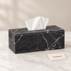 Premium Marble Print Tissue Box & Dustbin - Black and White
