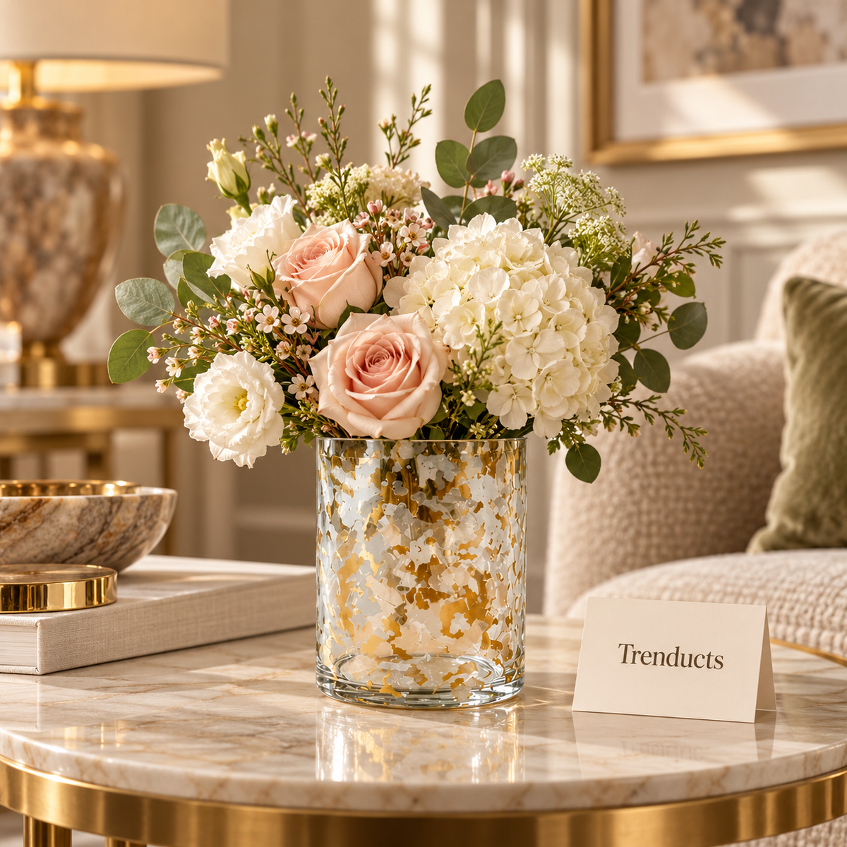 Gold Foil Cylinder Glass Vase