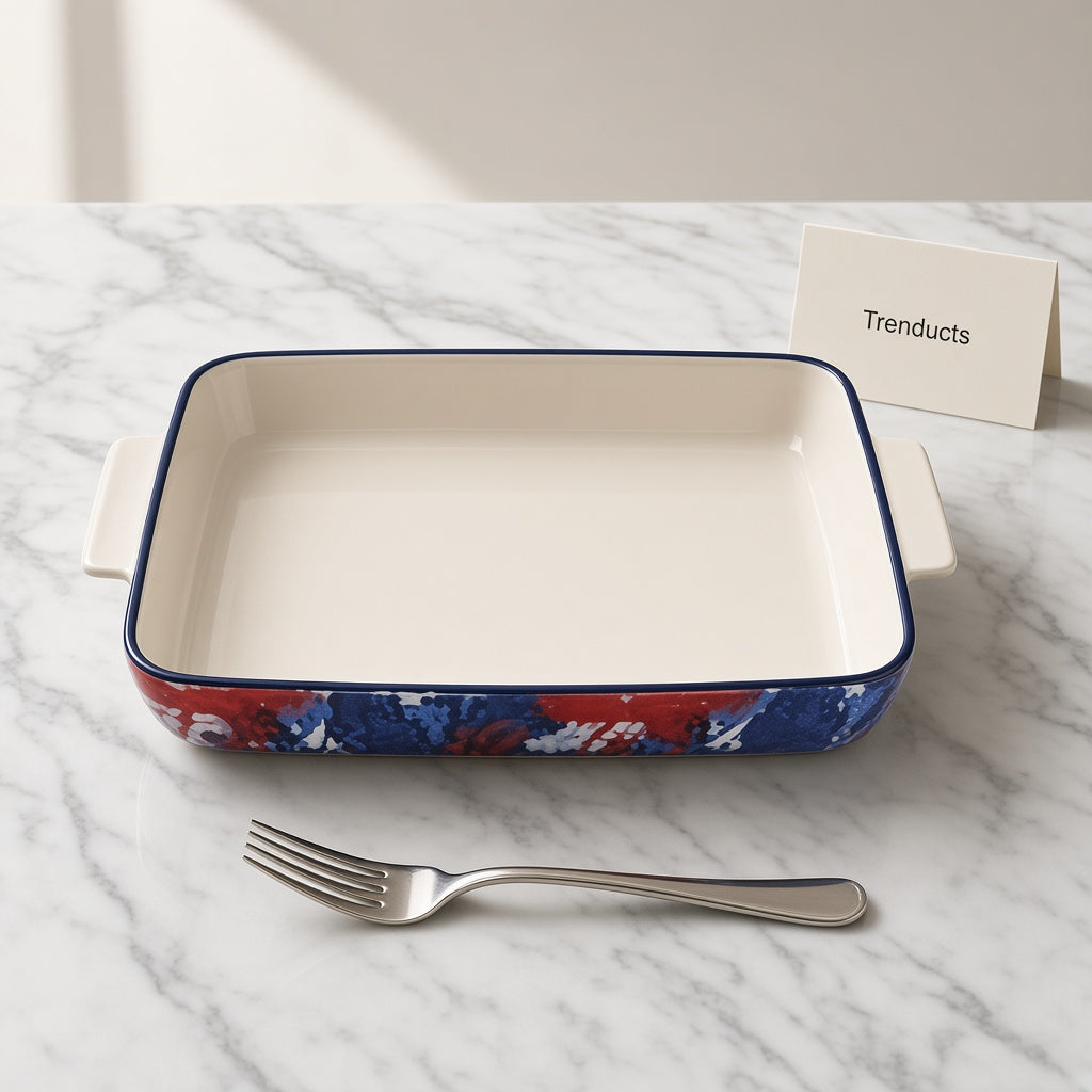 Danny Home Ceramic Baking Dish - Rectangular Blue Floral