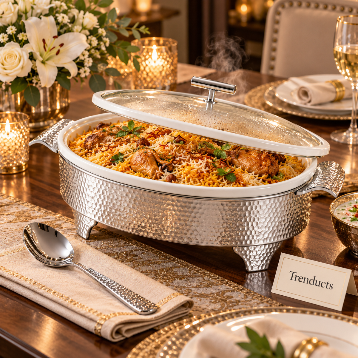 Brilliant Oval Casserole with Candle Warmer