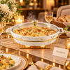 Brilliant Oval Marble Casserole with Gold Stand