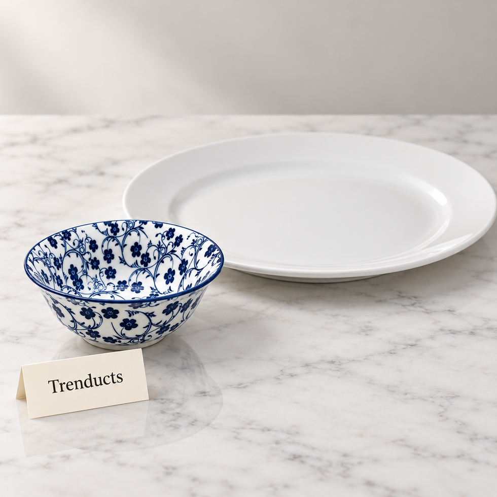 Danny Home Floral Bowls - Blue Porcelain 4.75 & 3.75 inch