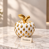Gold Apple Table Accent - White Ceramic Showpiece