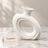White Sculptural Loop Vase - Textured Ceramic Ring