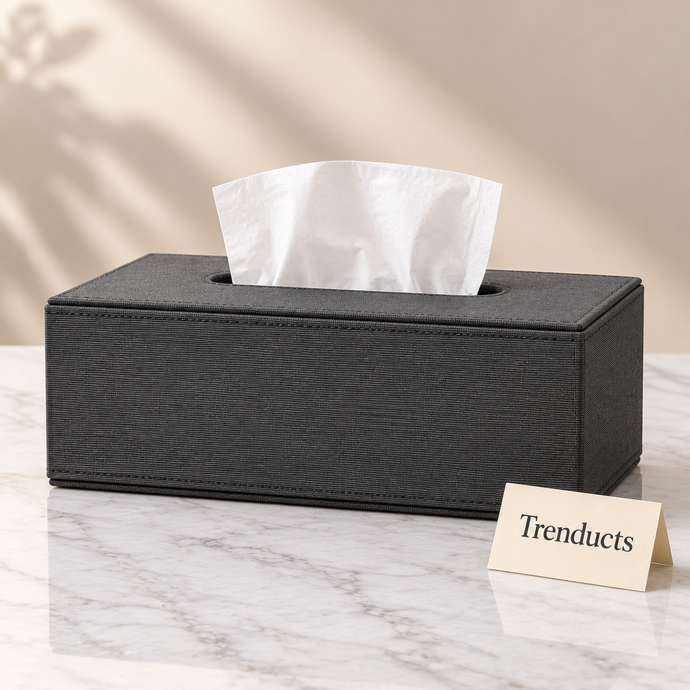 Luxury Texture Tissue Box & Dustbin - Charcoal Ribbed