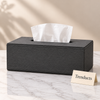 Luxury Texture Tissue Box & Dustbin - Charcoal Ribbed