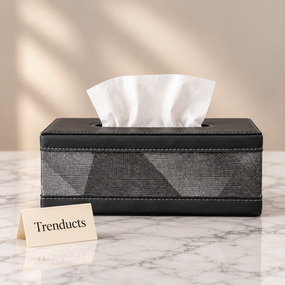 Luxury Charcoal Geometric Pattern Tissue Box or Dustbin