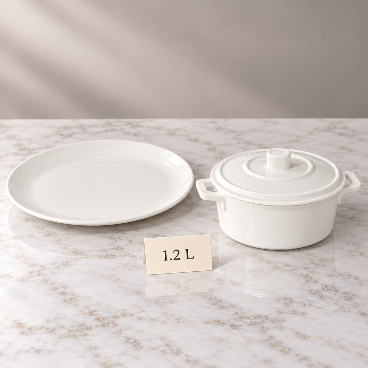 Danny Home Porcelain Casserole with Lid - White