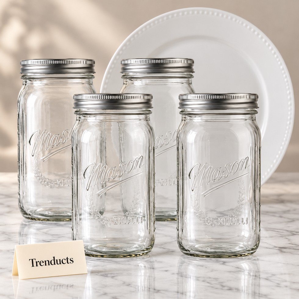 Danny Home Wide Mouth Mason Jar Set - 6 Pcs Glass