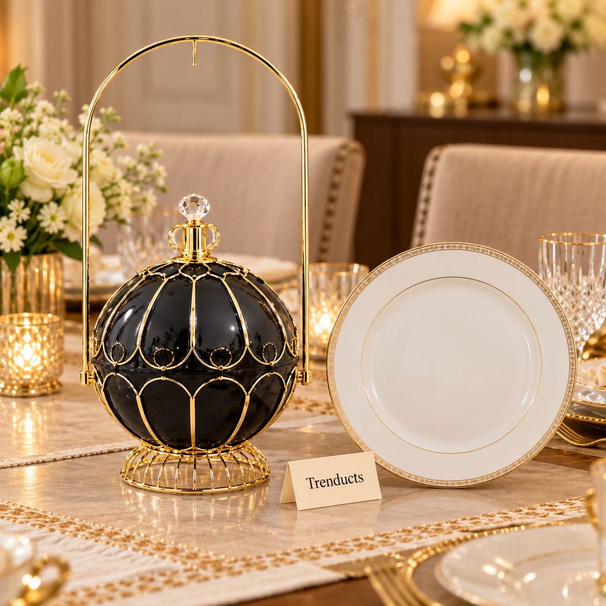 Brilliant Hanging Casserole with Gold Stand