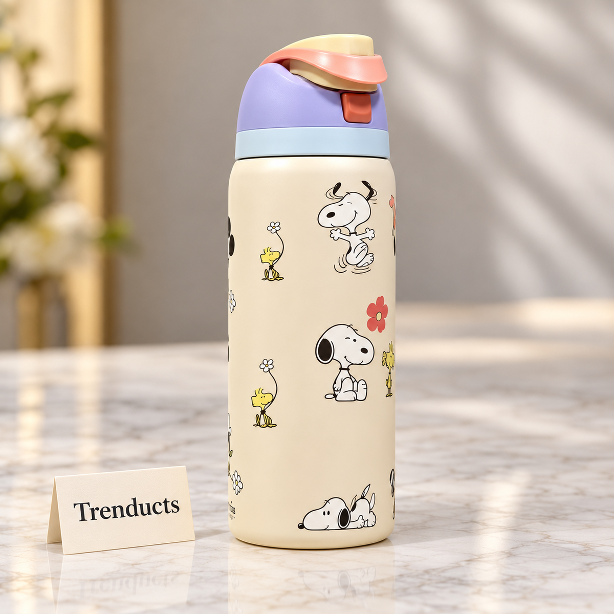 Premium Insulated Water Bottle - 945 ml Steel Pastel Dog Print