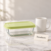 Glass Food Containers with Lid - Rectangular, Green Lid