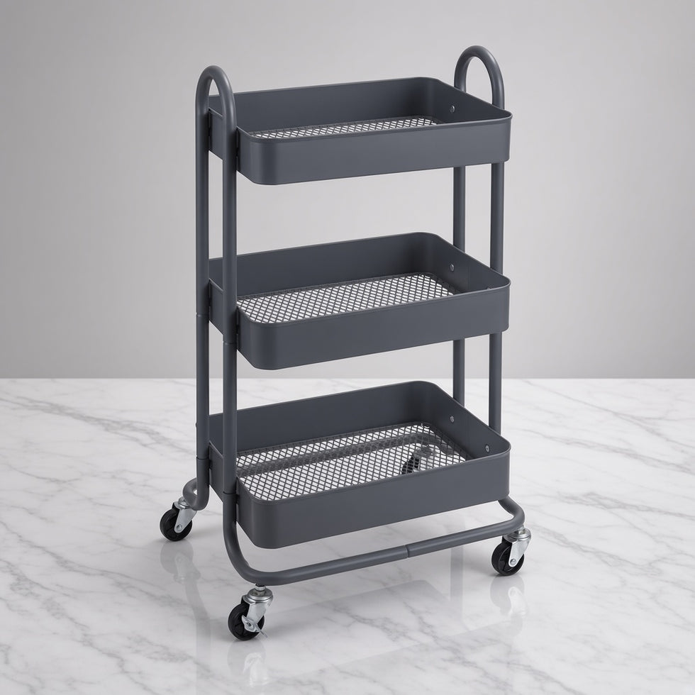 Metal 3 Tier Rolling Utility Cart with Wheels
