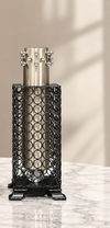 Metal Vase - Black Lattice Mesh with Silver Top