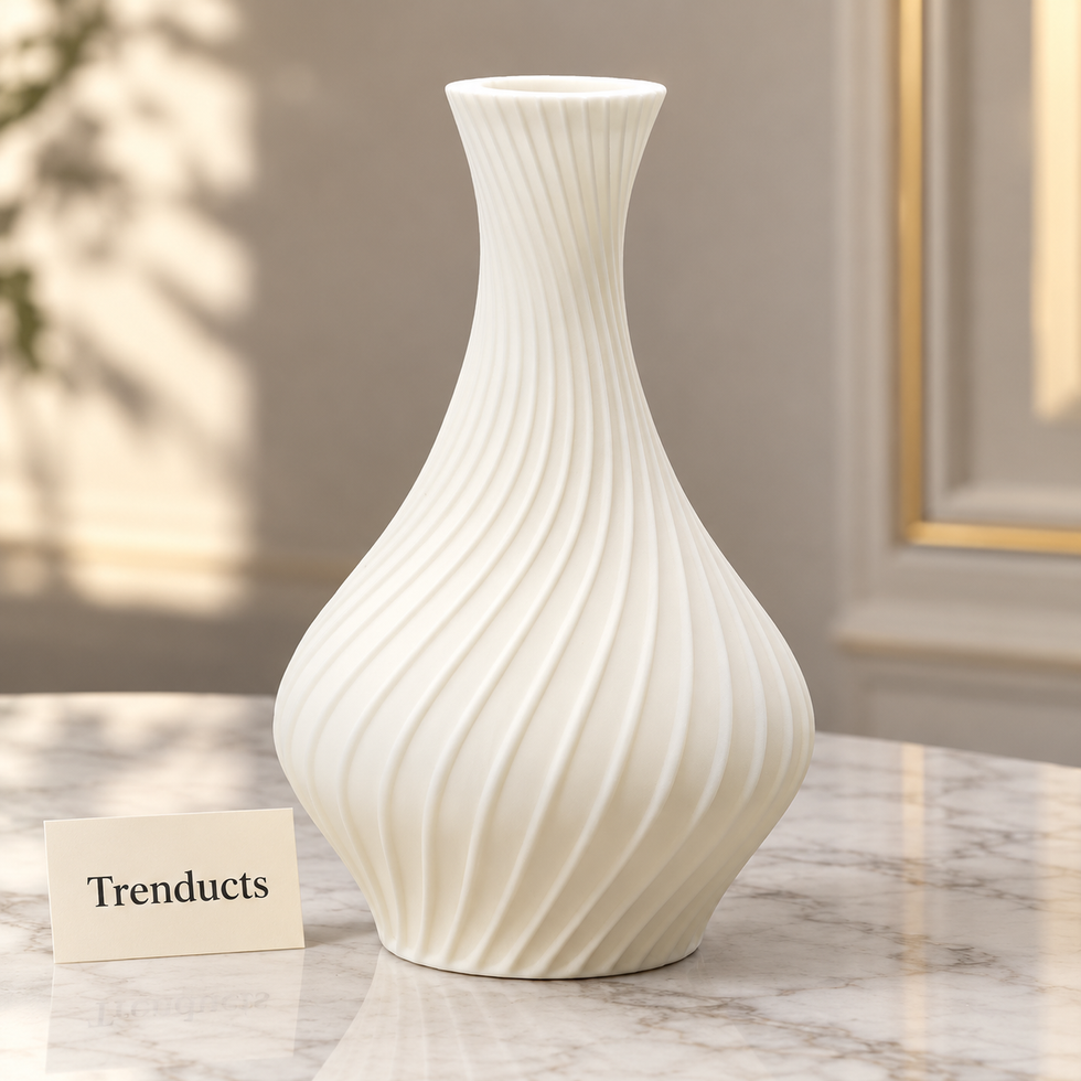 Twisted Ribbed Decorative Vase - Spiral Bud Shape