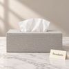 Woven Tissue Box & Dustbin - Light Grey Fine Weave